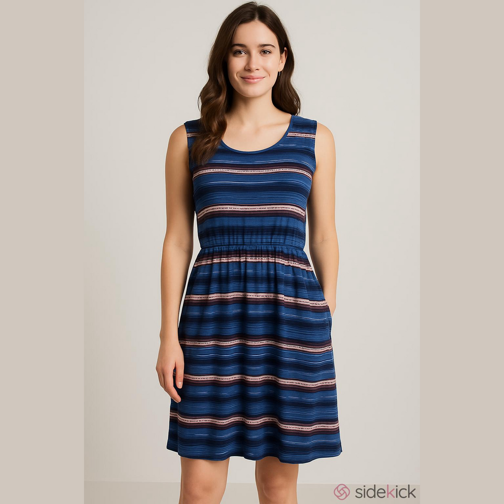 90's, Striped Blue and Red Dress By Forever 21 Sz L. Y2K Dress